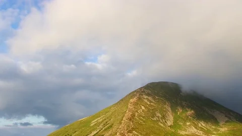 Highest mountain peak covered clouds. Stock Footage 83795534
