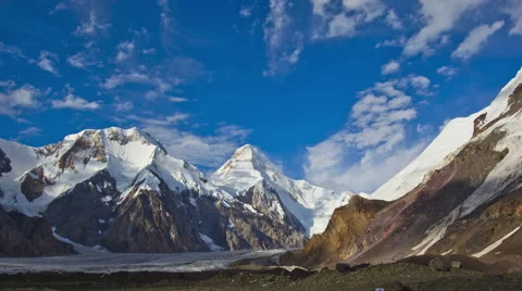 Highest peaks above glacier Stock Footage 54544759