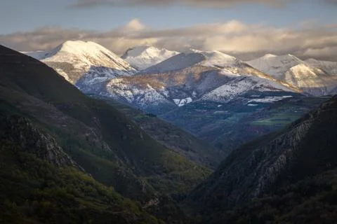 Highest Peaks covered by the first Snowfall of Autumn Stock Photos