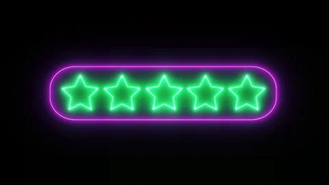 Highest Rating, 5 Star Feedback, Colorful Neon Glow Elements On Black Background Stock Footage 168365504