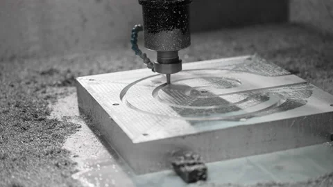 Highest technologies CNC in manufacture of filled aluminum form Stock Footage 167720333