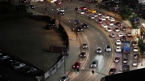 HIGHLAND BLVD NIGHT FROM ABOVE TIMELAPSE Stock Footage 75669768