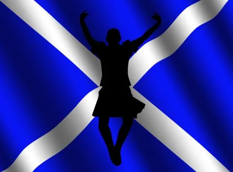 Highland dancer with flag Stockillustratie