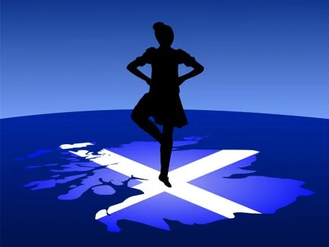 Highland dancer on map Stockillustratie