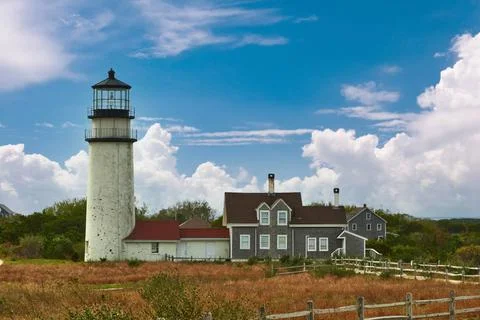 Highland Lighthouse at Cape Cod, built in 1797 Highland Lighthouse, oldest... Stock Photos