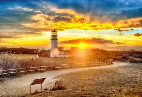 Highland Lighthouse Sunset cape cod Stock Photos