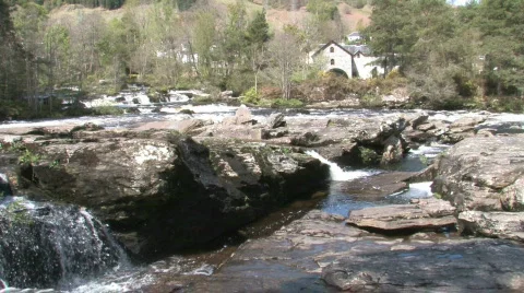 Highland River Waterfall And Pools Stock Footage 418640