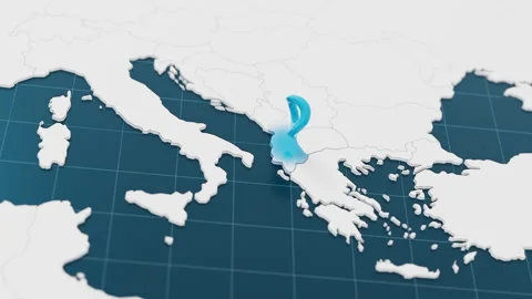Highlight with blue of Albania 3d map with pointer pin surrounded with other Stock Footage 300302118