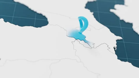 Highlight with blue of Armenia 3d map with pointer pin surrounded with other Stock Footage 302170561
