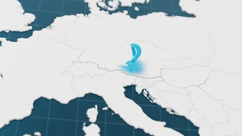 Highlight with blue of Austria 3d map with pointer pin surrounded with other 動画素材 299379931