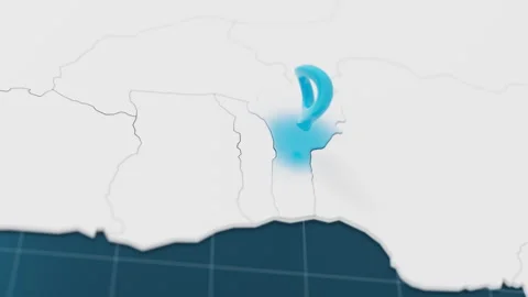Highlight with blue of Benin 3d map with pointer pin surrounded with other Stock Footage 310160805
