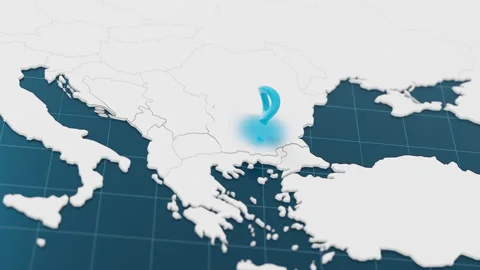 Highlight with blue of Bulgaria 3d map with pointer pin surrounded with other Stock Footage 300473764