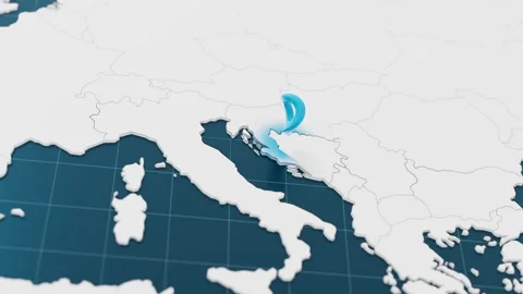 Highlight with blue of Croatia 3d map with pointer pin surrounded with other Stock Footage 299910751