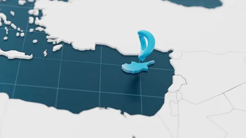 Highlight with blue of Cyprus 3d map with pointer pin surrounded with other Stock Footage 302370897