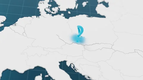 Highlight with blue of Czech 3d map with pointer pin surrounded with other Stock Footage 298286322