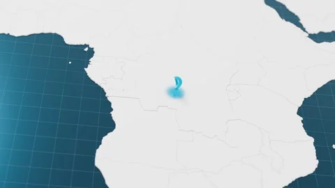 Highlight with blue of Democratic Republic Of Congo 3d map with pointer pin Stock Footage 310846222
