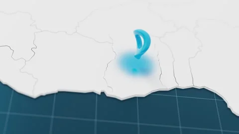 Highlight with blue of Ghana 3d map with pointer pin surrounded with other Stock Footage 309785652
