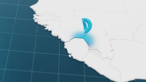 Highlight with blue of Guinea 3d map with pointer pin surrounded with other Stock Footage 308654743