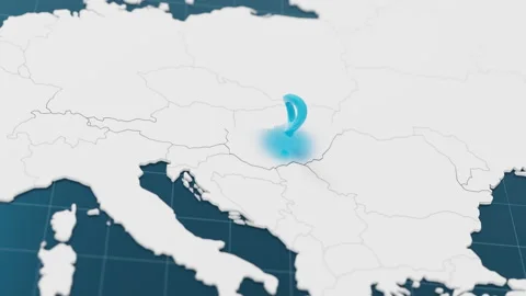 Highlight with blue of Hungary 3d map with pointer pin surrounded with other Stock Footage 300852046