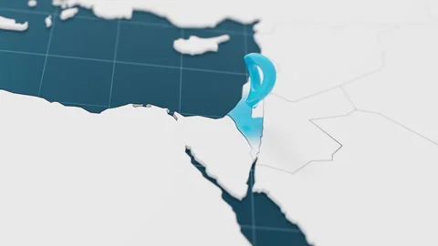 Highlight with blue of Israel 3d map with pointer pin surrounded with other Stock Footage 302976644