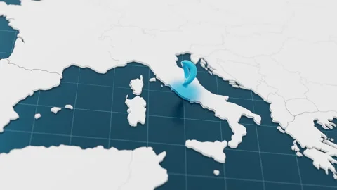 Highlight with blue of Italy 3d map with pointer pin surrounded with other Stock Footage 295296682