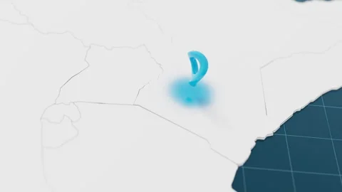 Highlight with blue of Kenya 3d map with pointer pin surrounded with other Stock Footage 305168069