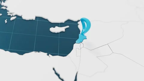 Highlight with blue of Lebanon 3d map with pointer pin surrounded with other Stock Footage 303171268