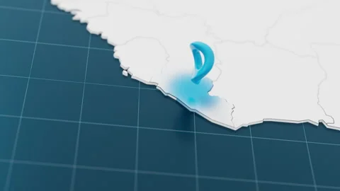 Highlight with blue of Liberia 3d map with pointer pin surrounded with other Stock Footage 308412629