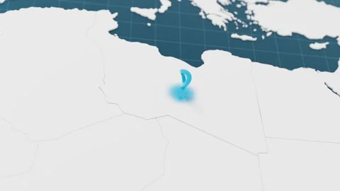 Highlight with blue of Libya 3d map with pointer pin surrounded with other Stock Footage 305588405