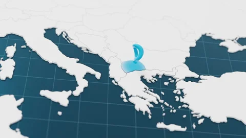 Highlight with blue of Macedonia 3d map with pointer pin surrounded with other Stock Footage 300473687