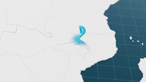 Highlight with blue of Malawi 3d map with pointer pin surrounded with other Stock Footage 310846256