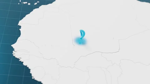 Highlight with blue of Mali 3d map with pointer pin surrounded with other 動画素材 306254063