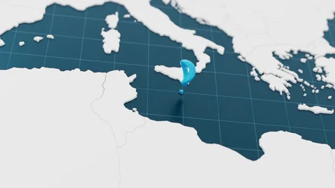 Highlight with blue of Malta 3d map with pointer pin surrounded with other 動画素材 295296768