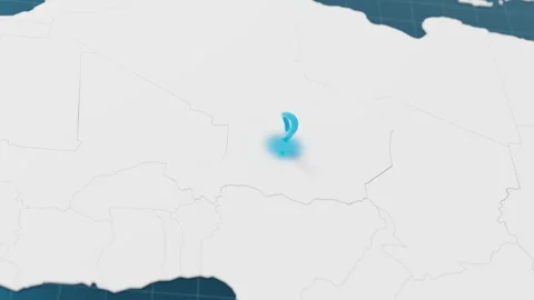 Highlight with blue of Niger 3d map with pointer pin surrounded with other Stock Footage 310160819