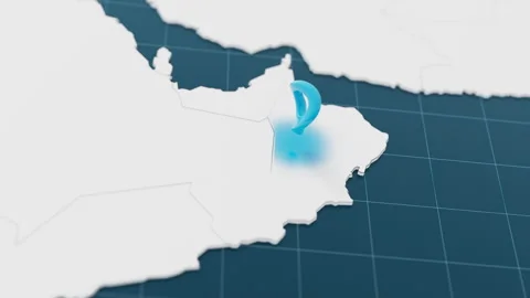 Highlight with blue of Oman 3d map with pointer pin surrounded with other Stock Footage 303648403