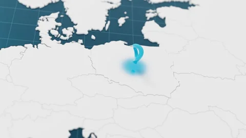 Highlight with blue of Poland 3d map with pointer pin surrounded with other Stock Footage 299379409