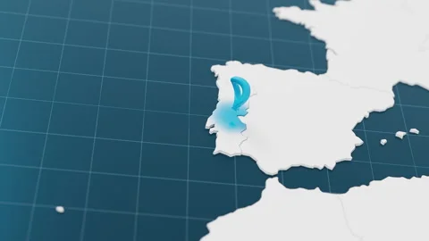 Highlight with blue of Portugal 3d map with pointer pin surrounded with other Stock Footage 295037099