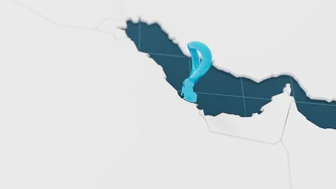 Highlight with blue of Qatar 3d map with pointer pin surrounded with other Stock Footage 303597552
