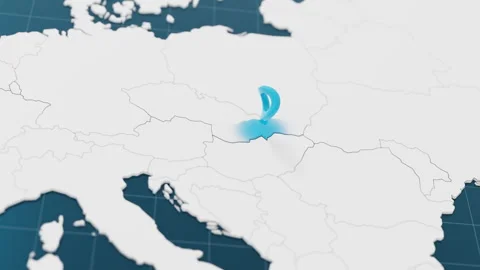 Highlight with blue of Slovakia 3d map with pointer pin surrounded with other Stock Footage 300852005