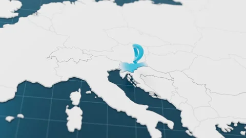 Highlight with blue of Slovenia 3d map with pointer pin surrounded with other Stock Footage 299910641