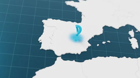 Highlight with blue of Spain 3d map with pointer pin surrounded with other Stock Footage 295127683