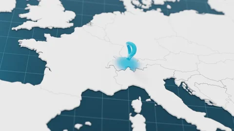 Highlight with blue of Switzerland 3d map with pointer pin surrounded with other Stock Footage 298285684