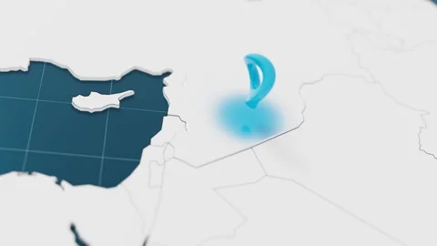 Highlight with blue of Syria 3d map with pointer pin surrounded with other Stock Footage 302976569