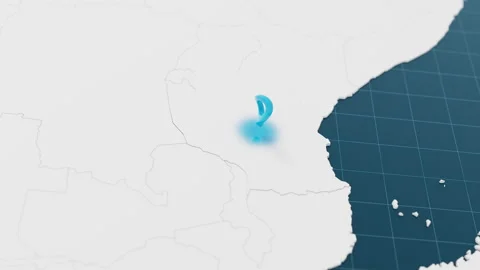 Highlight with blue of Tanzania 3d map with pointer pin surrounded with other Stock Footage 310681566