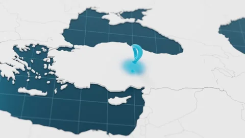 Highlight with blue of Turkey 3d map with pointer pin surrounded with other Stock Footage 302170645