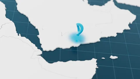 Highlight with blue of Yemen 3d map with pointer pin surrounded with other 動画素材 303648502