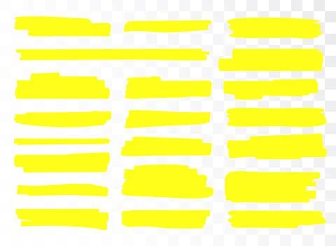 Highlight brush underline yellow marker vector pen. Stroke highligher color set Stock Illustration
