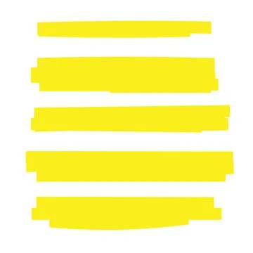 Highlight brush underline yellow marker vector pen. Stroke highligher color set Stock Illustration