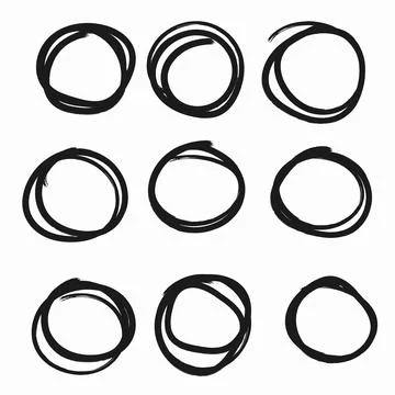 Highlight circle frames. Circular scribble doodle oval. Vector illustration o Stock Illustration