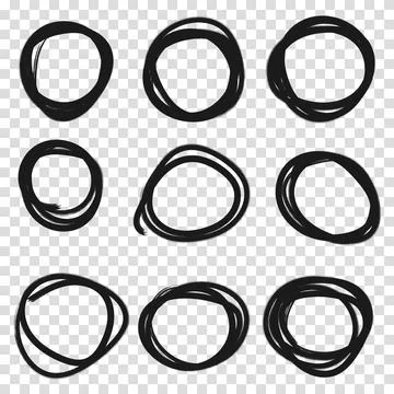 Highlight circle frames. For message note mark design element. Set hand drawn Stock Illustration